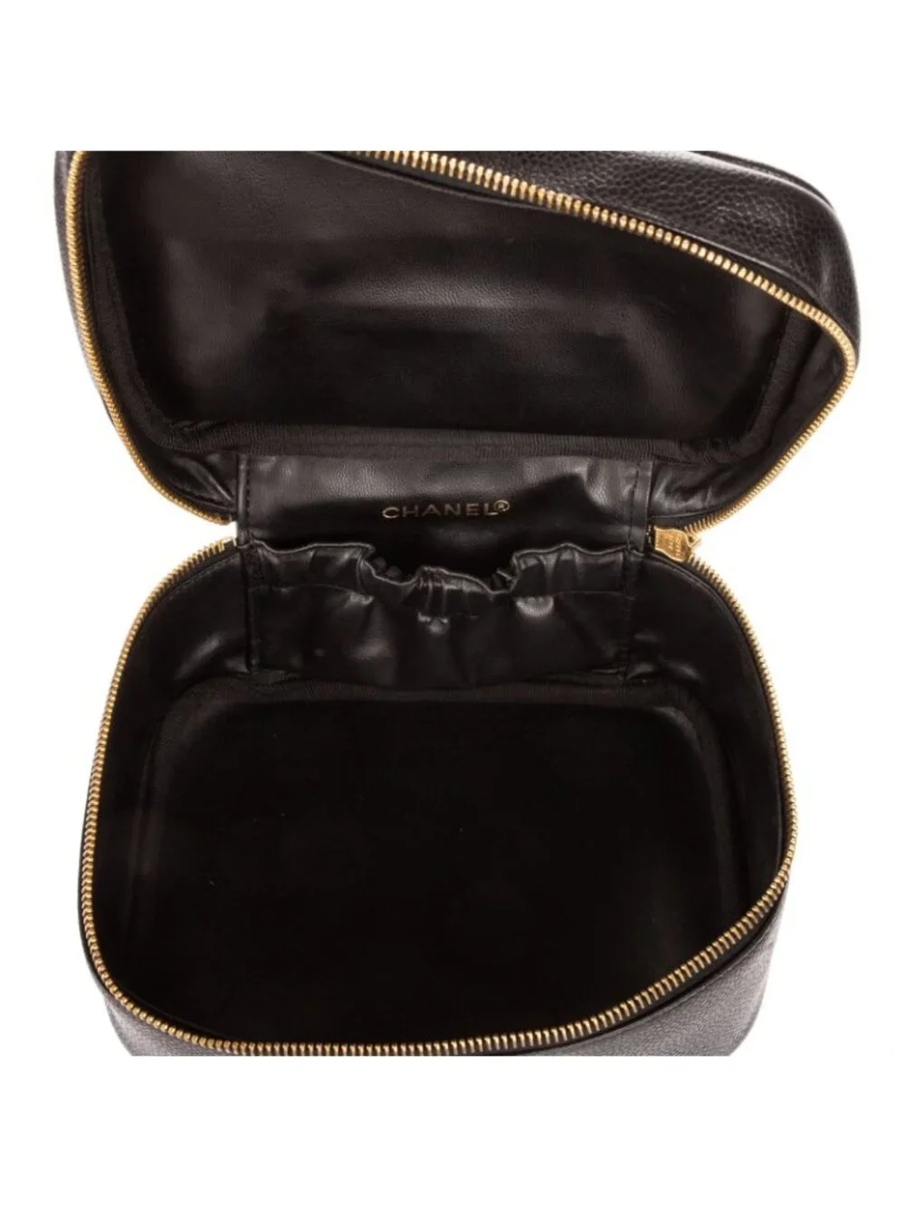 Chanel CC Logo Vanity Bag Black Caviar Leather